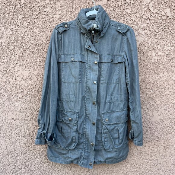 Banana Republic Womens Jacket Size Medium Gray Zip Utility Surplus Jack Gorpcore - Picture 1 of 10